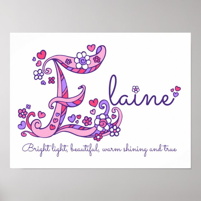 Poster E monogramme art Elaine (Devant)