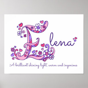 Poster E monogramme art Elena filles nom