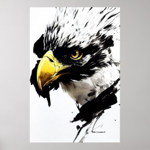 Poster Eagle Bald Wild Nature Free Spirit Art Brosse Pein