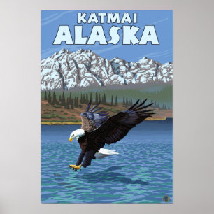 Poster Eagle chauve plongeant - Katmai, Alaska
