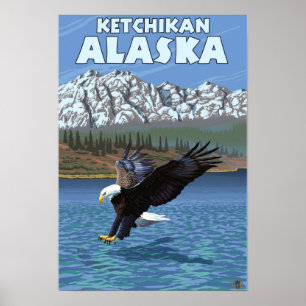 Poster Eagle chauve plongeant - Ketchikan, Alaska