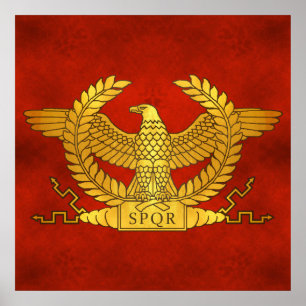 Poster Eagle d'or romain sur le rouge antique