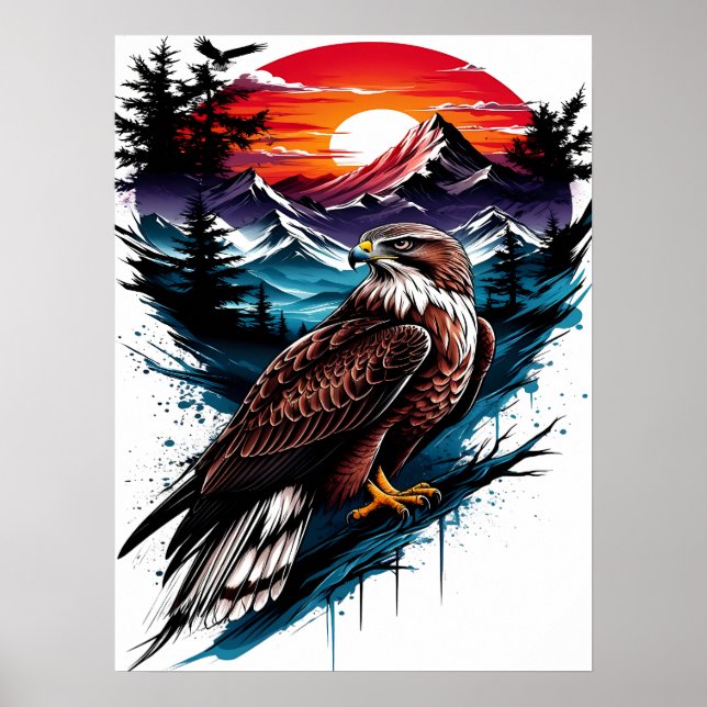 Poster Eagle in the mountain (Devant)
