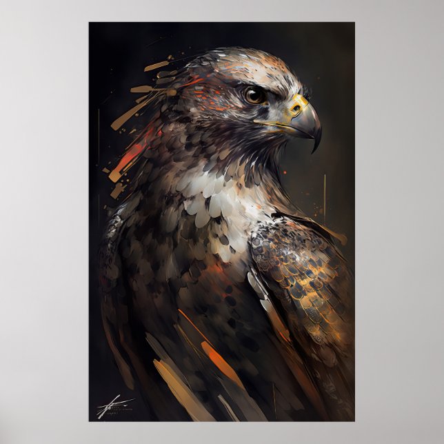 Poster Eagle Portrait Animal Nature Faune Peinture Art (Devant)
