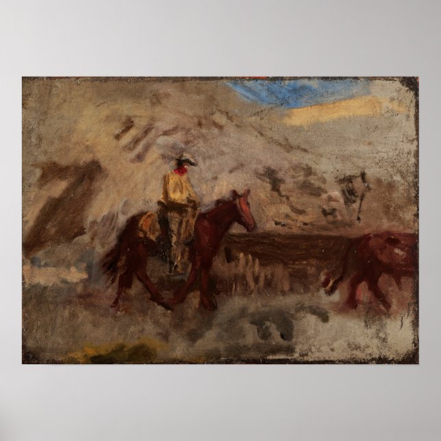 Poster Eakins - Croquis D'Un Cowboy Au Travail (Devant)