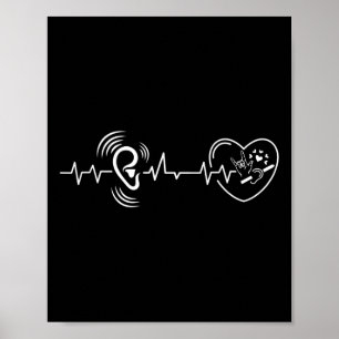 Poster Ear Heartbeat Langue des signes main perte d'audit
