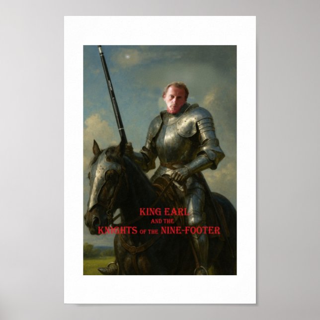 Poster Earl Strickland à cheval, en armure, avec grand si (Devant)
