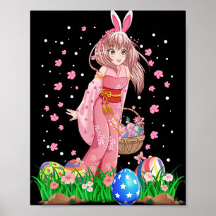 Poster Ears Bunny de Pâques Kawaii Anime japonaise Manga