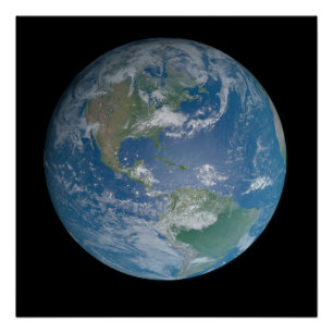 Poster Earth globe with photo taken from space