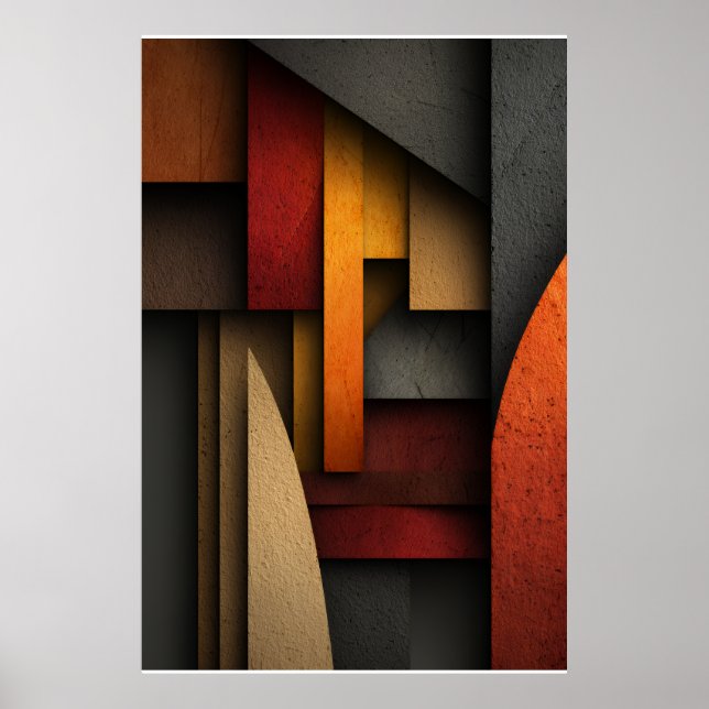 Poster Earth Tone Geometric Layers Abstract (Devant)