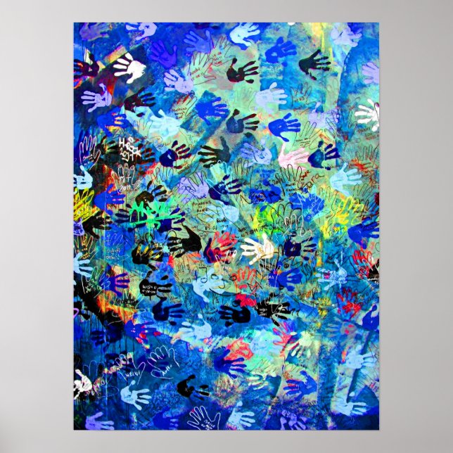 Poster East Side Gallery, Berlin Wall, Mains (1) (Devant)