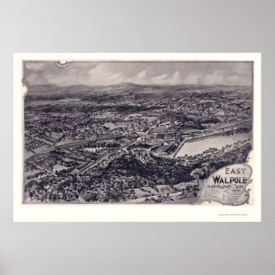 Poster East Walpole, MA Carte panoramique - 1898