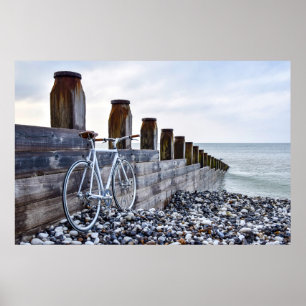 POSTER EASTBOURNE BEACH BICYCLE