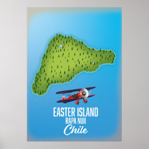 Poster Easter Island Rapa Nuii map