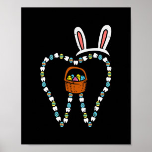Poster Easter Tooth Bunny Ears Cute Teeth Dentist Dental
