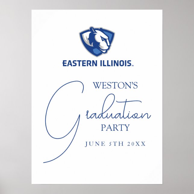 Poster Eastern Illinois Panthers Head and Wordmark Logo (Devant)