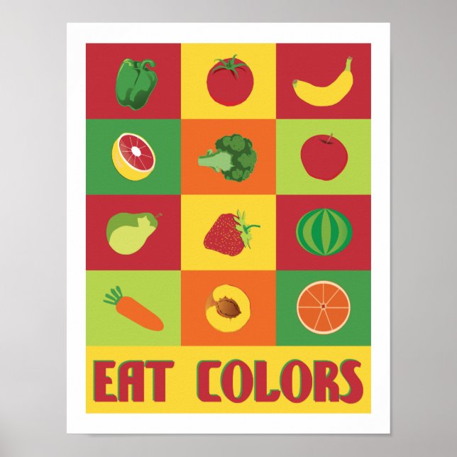 Poster Eat Colours Fruit and Vegetable 11 x 14 print (Devant)