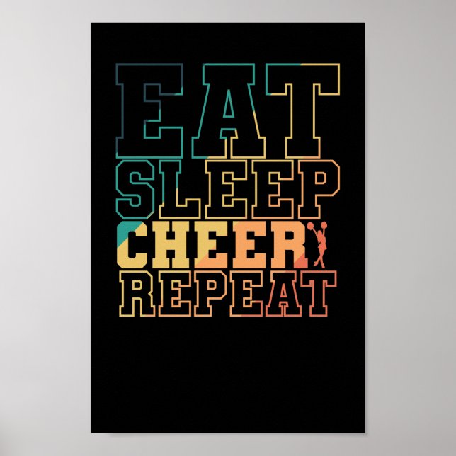 Poster Eat Sleep Cheer Repeat Cheerleader (Devant)