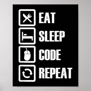 Poster Eat Sleep Code Répétition Coding Programmer Ingéni