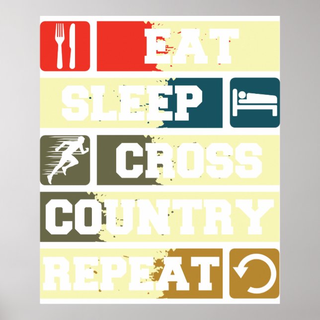 Poster Eat Sleep Cross Country Repeat (Devant)