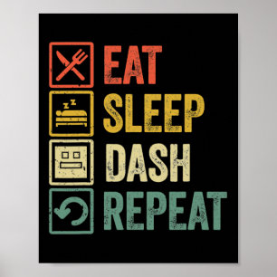 Poster Eat Sleep Dash Répéter Video Game Géométrie Vidéo 