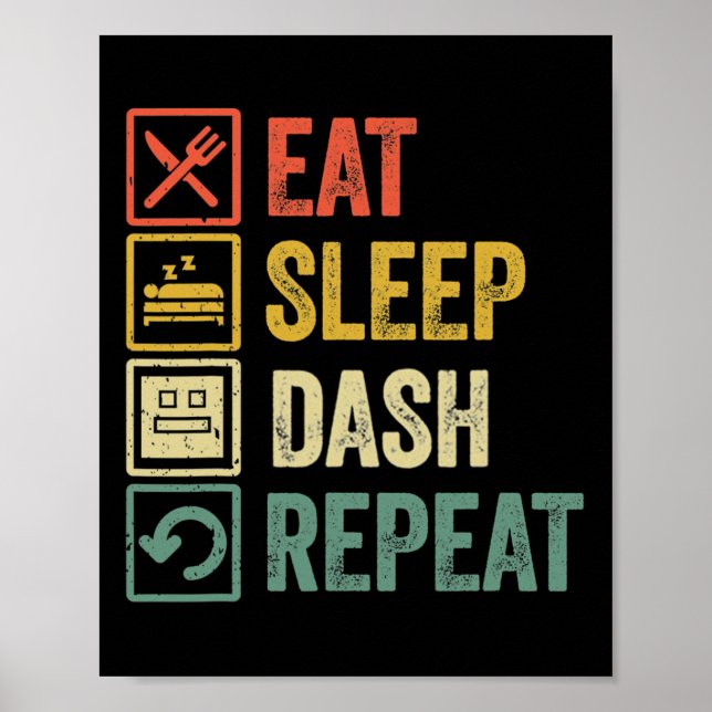 Poster Eat Sleep Dash Répéter Video Game Géométrie Vidéo  (Devant)
