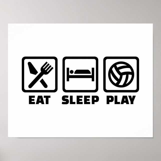 Poster Eat Sleep jouer au volley-ball (Devant)