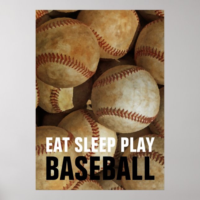 Poster Eat Sleep Jouer Baseball Art (Devant)