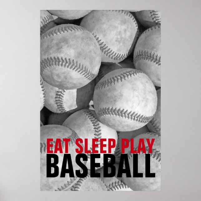 Poster Eat Sleep Jouer Baseball Unique Artwork (Devant)