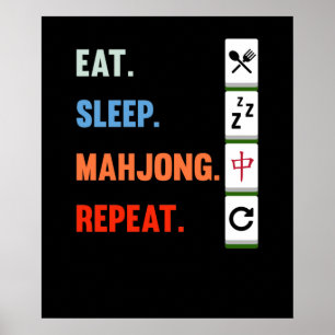Poster Eat Sleep Mahjong Repeat Mahjong Game Player Games