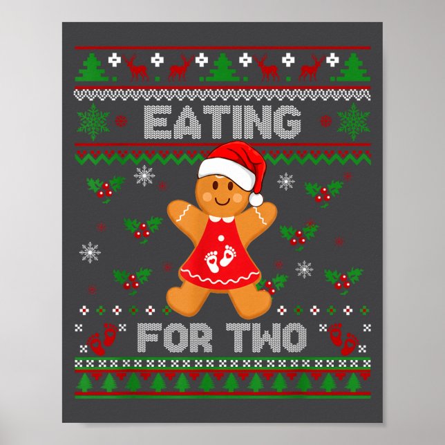 Poster Eating For Two Pregnancy Announcement Ugly Sweater (Devant)