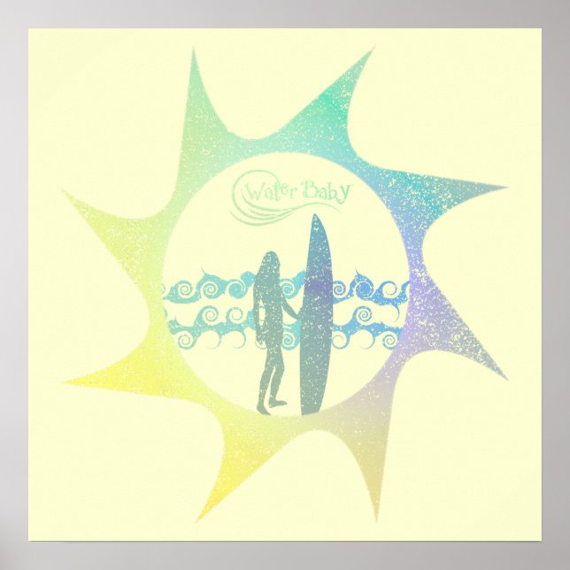 Poster Eau Bébé Soleil Surf détendu (Devant)