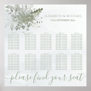 Poster Eau couleur bleu chic Dusty vert eucalyptus