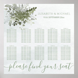 Poster Eau couleur bleu chic Dusty vert eucalyptus