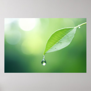 Poster Eau de feuilles Drop Nature Serene Tranquil