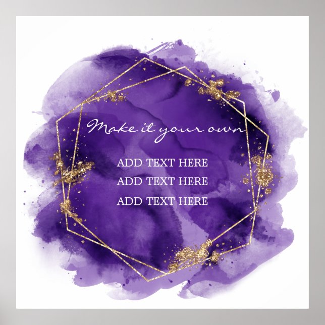 Poster Eau de lavande violette aquarelle mariage paillett (Devant)