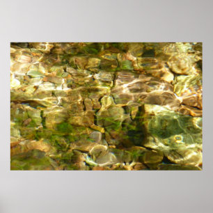 Poster Eau de sources chaudes vert-or Nature