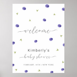 Poster Eau d'été Blueberry Baby shower Bienvenue