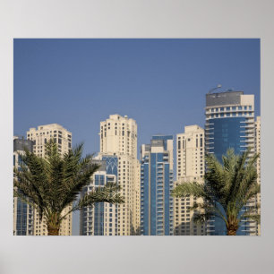 Poster EAU, Dubaï. Tours de la résidence Jumeirah Beach