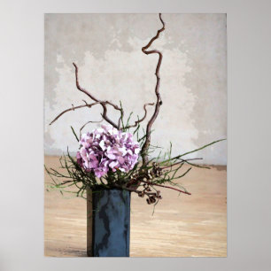Poster Eau et Wood Vase Watercolor
