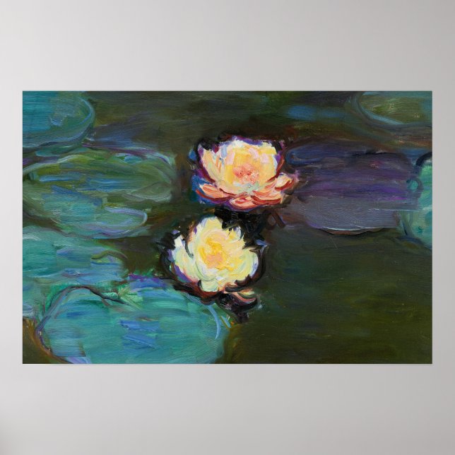 Poster Eau Lillies Peinture Botanique (Devant)