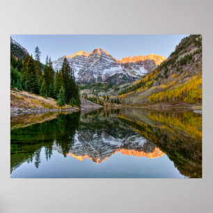 Poster Eau   Maroon Bells Lake Aspen Trees