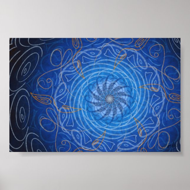Poster Eau personnalisable (spirographe psychédélique) (Devant)