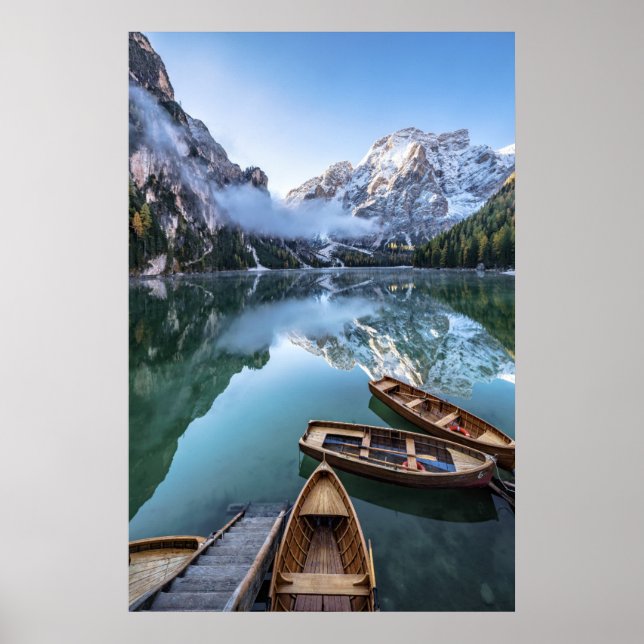 Poster Eau | Pragser Wildsee Dolomites Italie (Devant)