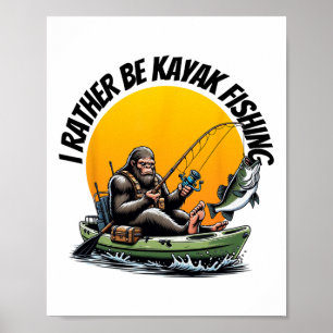 Poster Eaux intérieures drôles de pagaie Bigfoot kayak pê