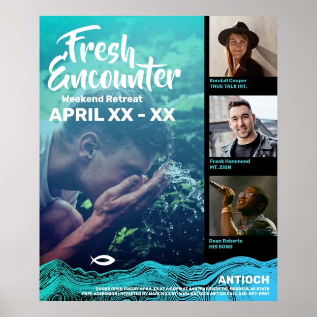 Poster Eaux ondulées Jésus Poisson (Devant)