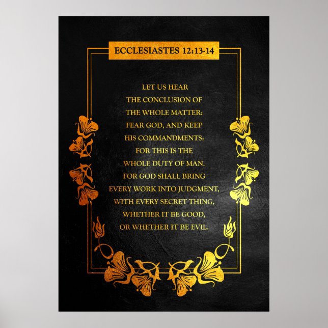 Poster Ecclésiaste 12:13-14 Verse de la Bible (Devant)