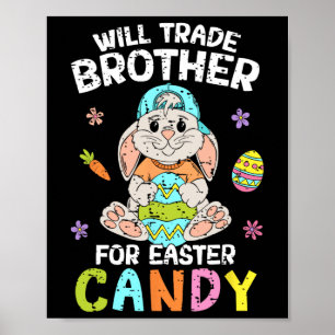 Poster Échangerai frère contre bonbons de Pâques Famille 
