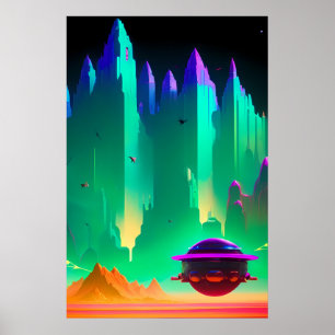 Poster Échapper à la ville martienne, science-fiction et