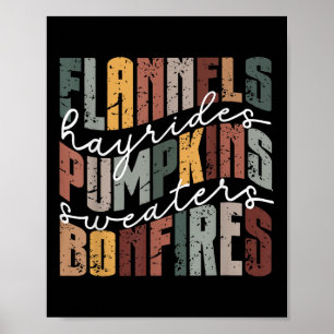 Poster Écharpes Balades en charrette Citrouilles Vestes F
